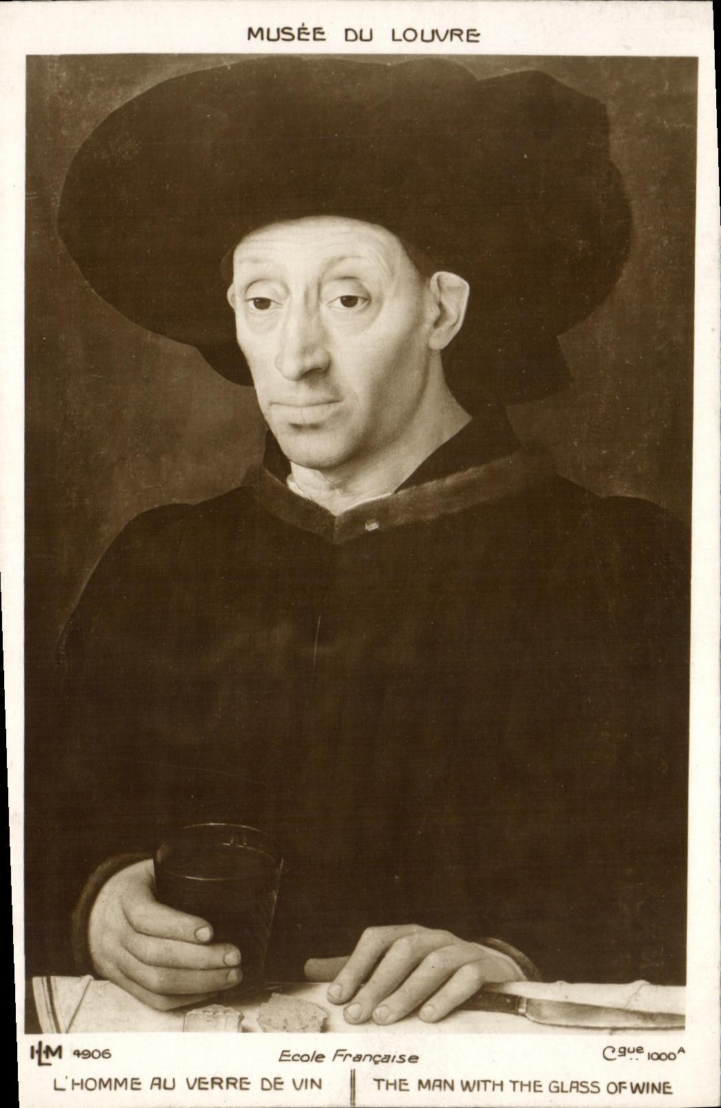 CPA L Homme Au Verre De Vin Musee du Loure Paris Ecole francaise