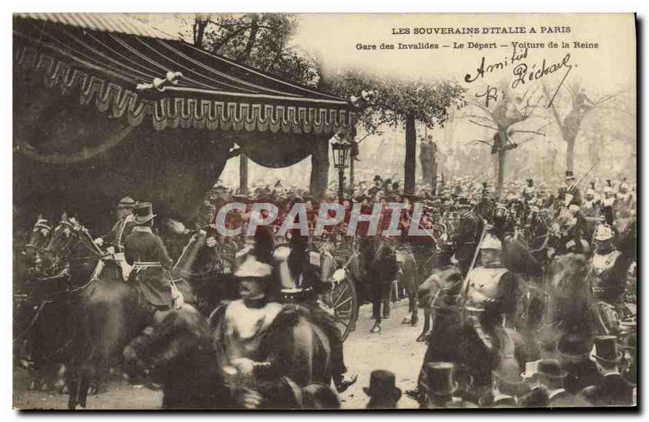 Les Souverains d'Italie à Paris — Gare des Invalides — Voiture de la Reine — Annette R. Richard