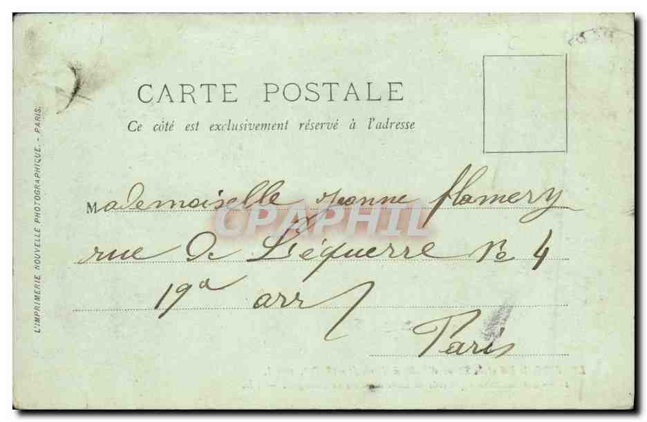 Les Souverains d'Italie quittent la Gare du Bois de Boulogne — LL. MC. — L’Imprimerie Nouvelle Photographique, Paris — Verso