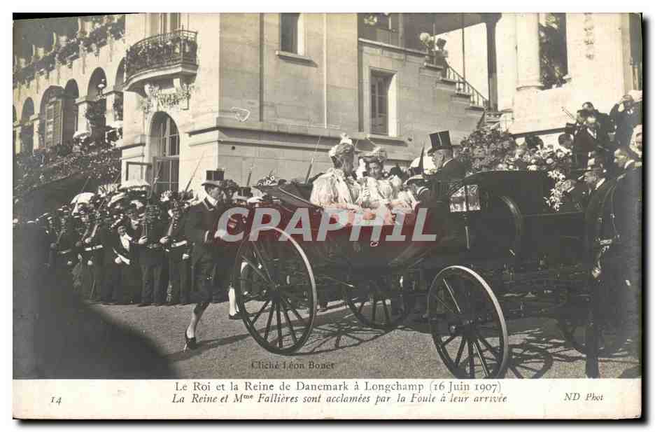 Le Roi et la Reine de Danemark à Longchamp (16 juin 1907) — Cliché Léon Bonet, n°14