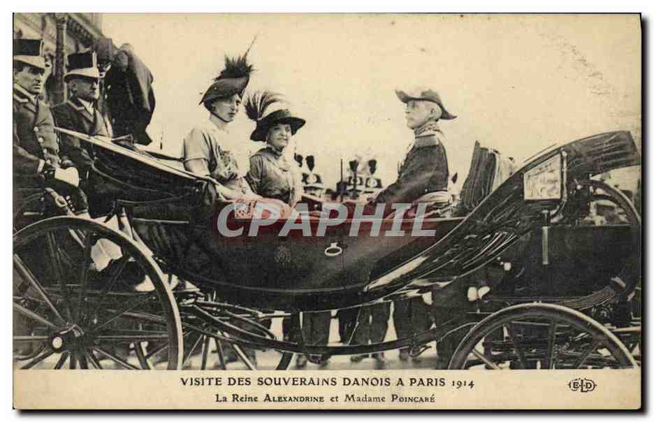 Visite des souverains danois à Paris 1914 — La Reine Alexandrine et Madame Poincaré — Éditeur ELD, n° 164D