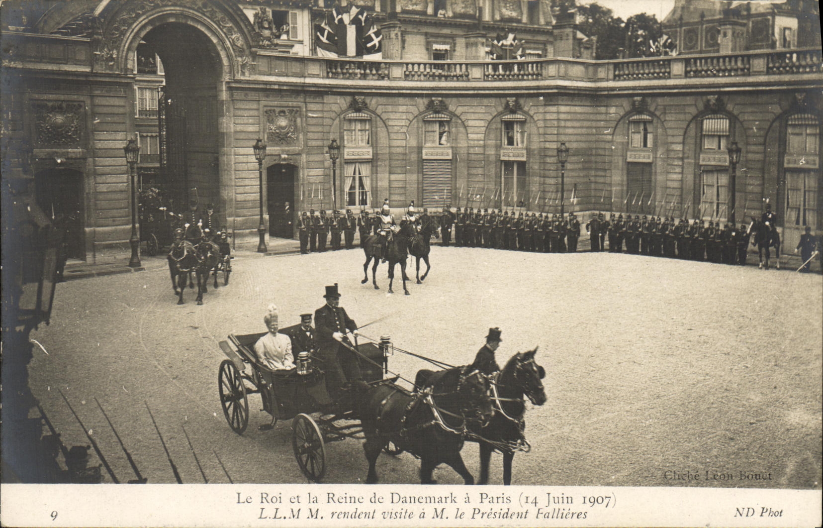 Le Roi et la Reine de Danemark à Paris — visite au Président Fallières — Cheché Léon Bouvet