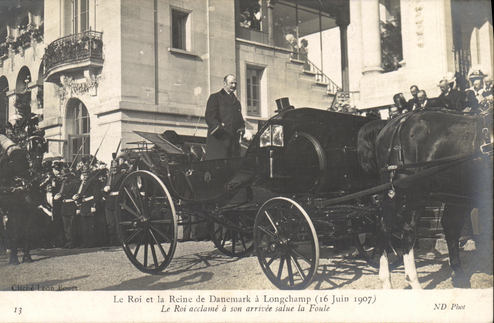 Le Roi et la Reine de Danemark à Longchamp — 16 Juin 1907 — ND Phot, n°13