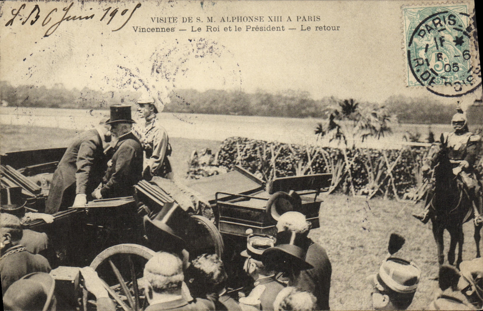 Visite de S.M. Alphonse XIII à Paris — Vincennes — Le Roi et le Président — Le retour