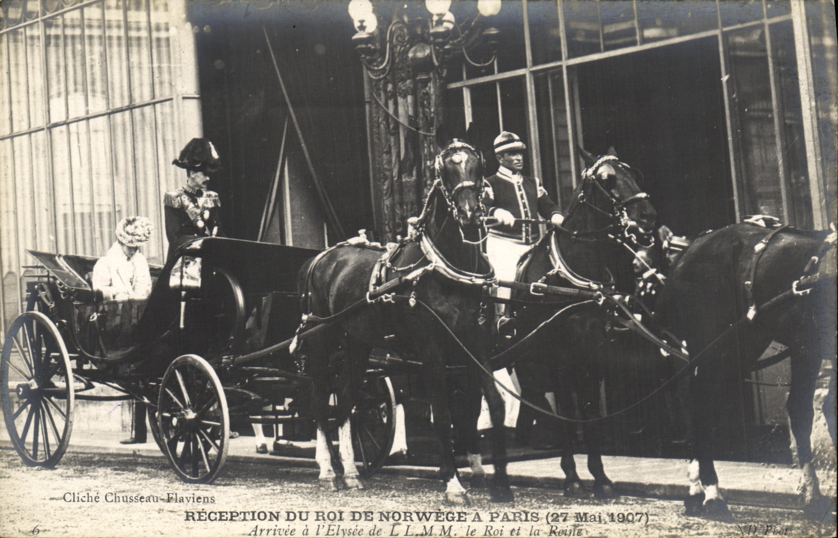 Réception du Roi de Norvège à Paris — Arrivée à l'Élysée (27 Mai 1907) — Cliché Chusseau-Flaviens