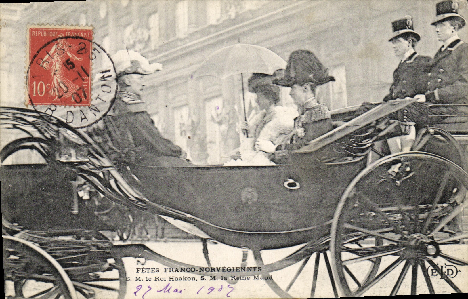 Fêtes Franco-Norvégiennes — S.M. le Roi Haakon, S.M. la Reine Maud — Éditeur E.N.D.