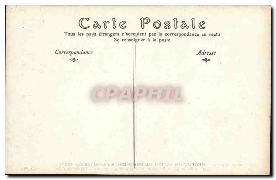 Réception du Roi de Norvège à Paris — 30 mai 1907 — Chiche Choussen-Plavliens, n°22 — Reverso