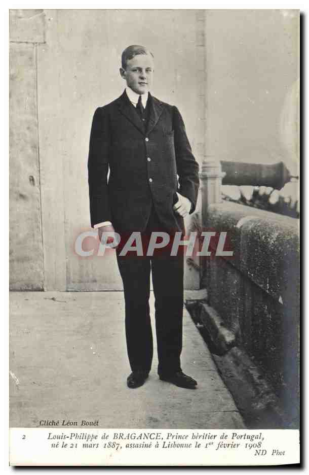 Louis-Philippe de BRAGANCE, Prince héréditaire de Portugal — né le 21 mars 1887, assassiné à Lisbonne le 1er février 1908 — Cliché Léon Bouét