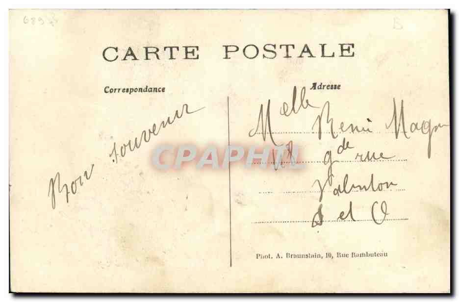 Ruzena Brozova — Reine Tchèque — Phot. A. Braunstain 1910 — Verso