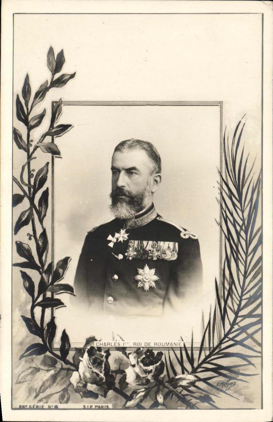 Charles Ier, roi de Roumanie — portrait militaire orné — S.I.P. Paris, 28e série N°6