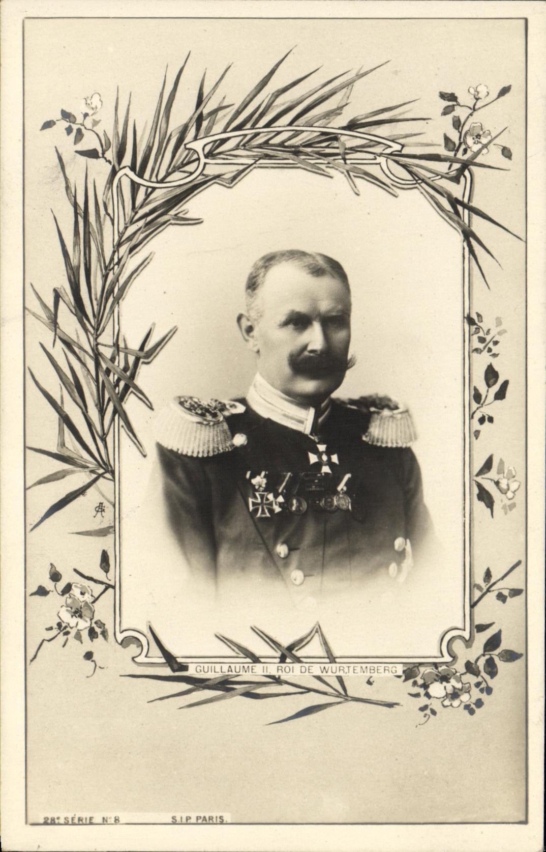 Guillaume II, roi de Wurtemberg — portrait militaire — S.I.P. Paris, série n°8
