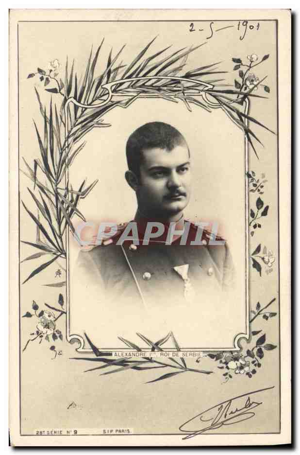 Alexandre Ier, roi de Serbie — portrait militaire — Sip Paris, série 28t Génie N° 9