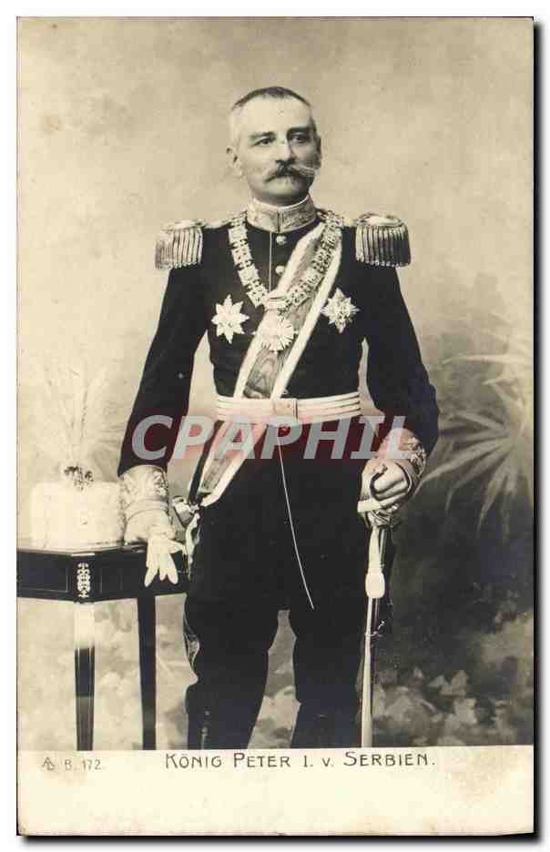 König Peter I. v. Serbien — Portrait en uniforme — A.B. 112