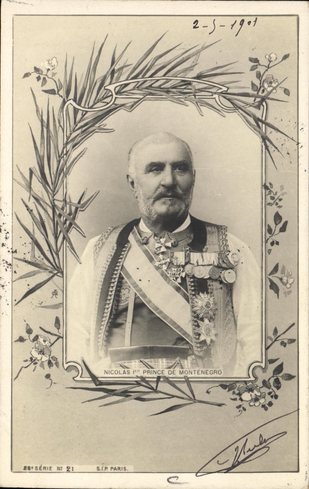Nicolas I, Prince of Montenegro — official portrait — S.I.P. Paris, series no. 21