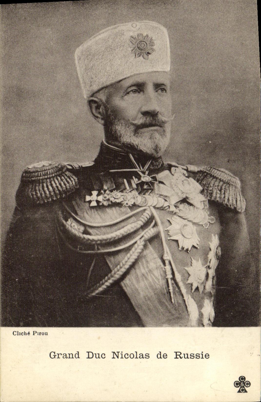 Grand Duc Nicolas de Russie — portrait en uniforme orné — Cliché Pirou