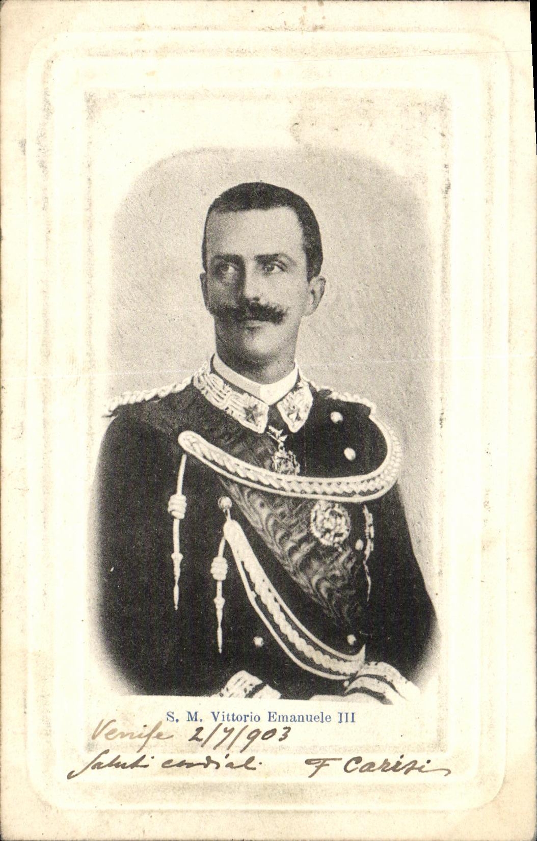 S.M. Vittorio Emanuele III — portrait en uniforme — F. Carisiti, Venise
