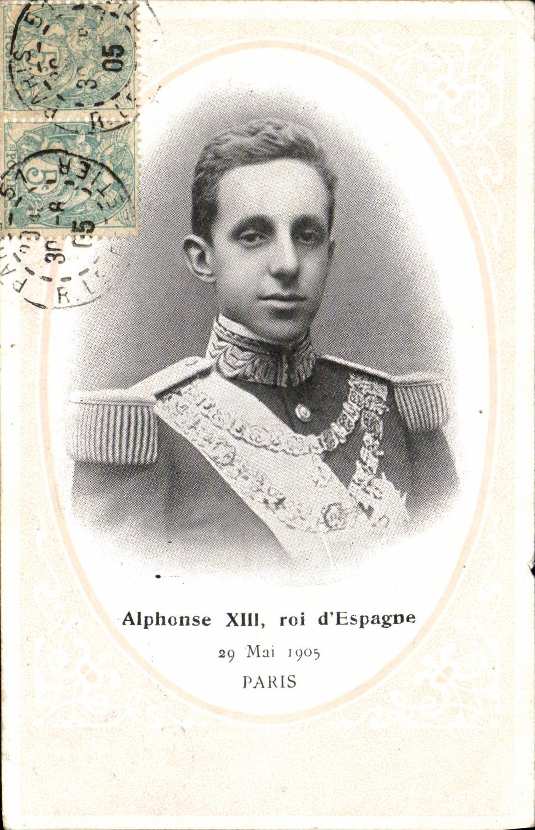 Alphonse XIII, roi d'Espagne — portrait en uniforme — Paris, 29 mai 1905