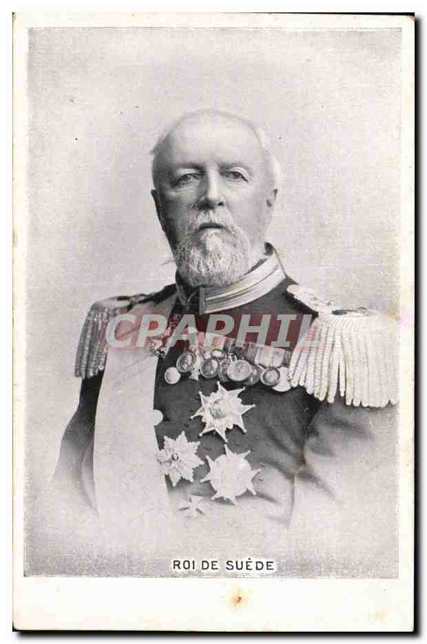 Roi de Suède — portrait en uniforme militaire orné de décorations — éditeur non identifié