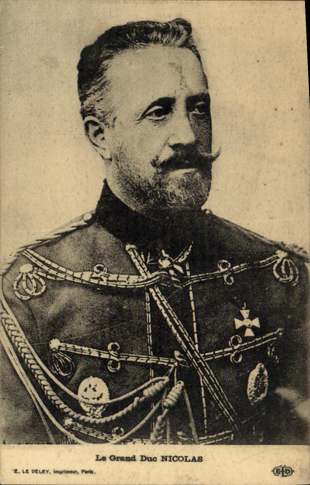 Le Grand Duc NICOLAS — portrait en uniforme militaire — E. LE DÉLEY, imprimeur, Paris