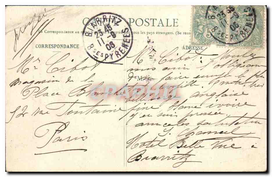 CPA Biarritz Pittoresque Alphonse XIII et la princesse Ena de Battenberg — Verso
