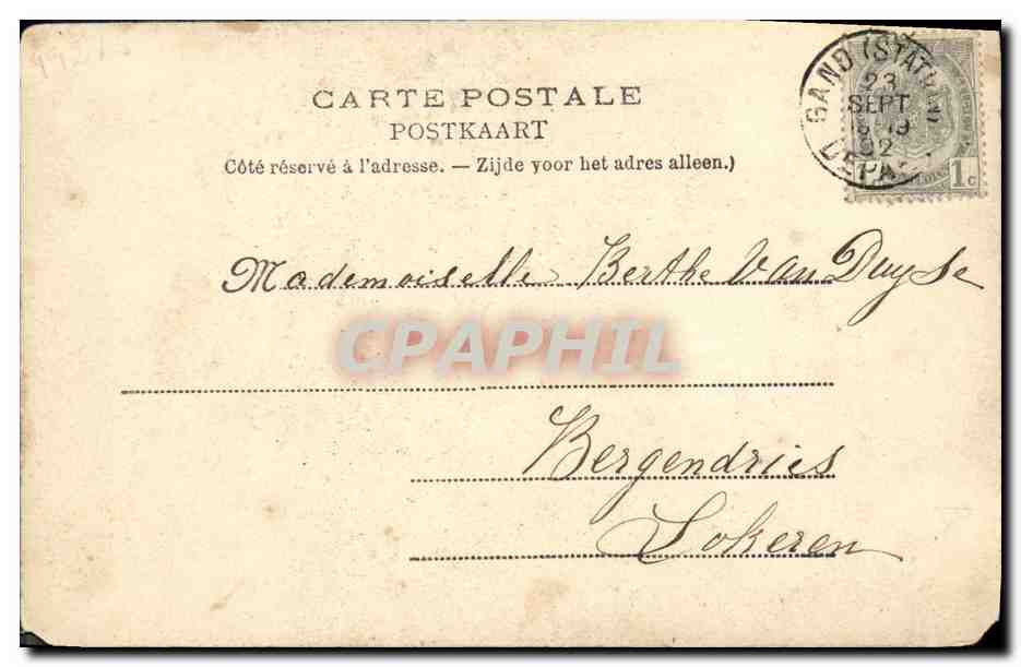 CPA Sa Majeste la Reine Des Belges nee a Pesth 23 aout 1836 decedee a Spa — Rückseite