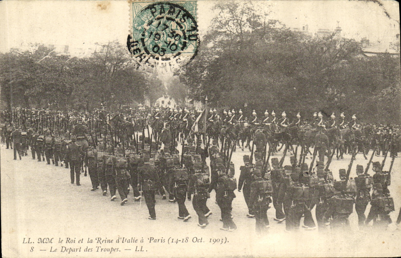 Départ des troupes italiennes à Paris — LL. — 14-18 Oct. 1903