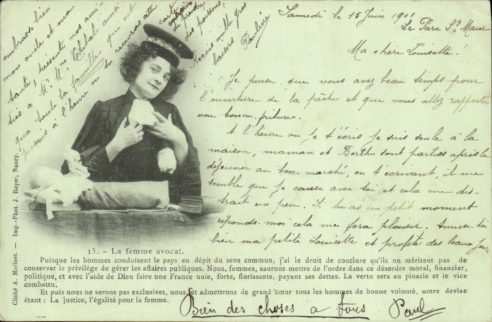 La femme avocat — Samedi 15 juin 1901 — Imp. Phot. J. Roger, Nancy