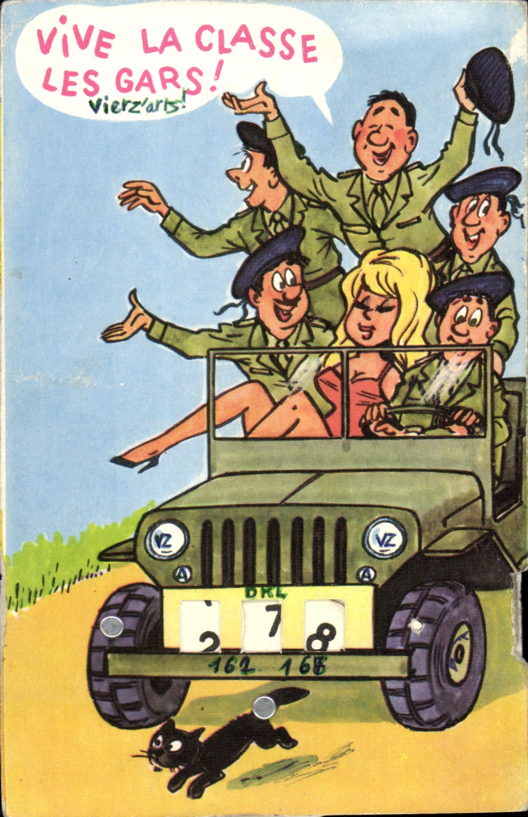 CARTE SYSTEME Automobile Vive la classe Les gars Militaria Jeep