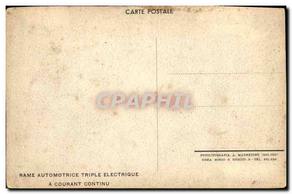 CARTE PHOTO Train Locomotive Rame automotrice triple electrique a courant continu  — Rückseite