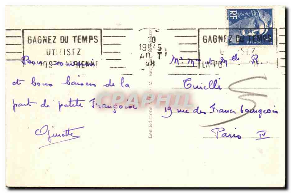 CPA Bordeaux la cathedrale La Tour Pey Berland  — Verso
