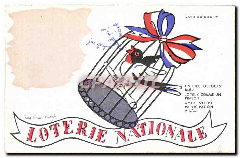 CPA Fantaisie Loterie nationale Oiseau