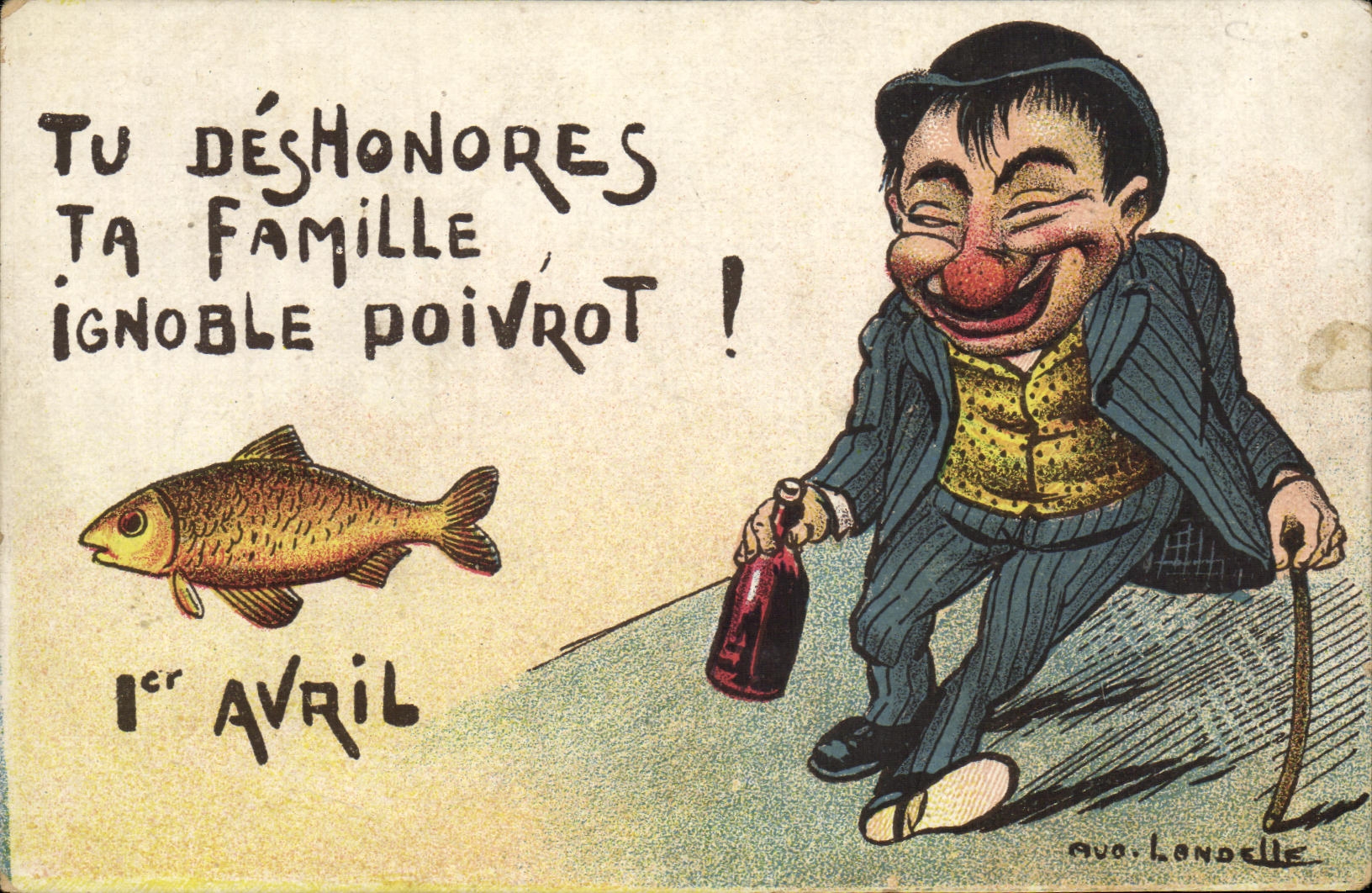 Poisson et poivrot — caricature d'April — M. Lanoëlle