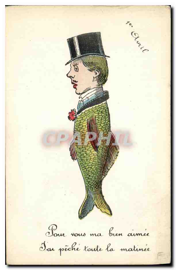 Poisson en costume — 1er Avril — éditeur non visible