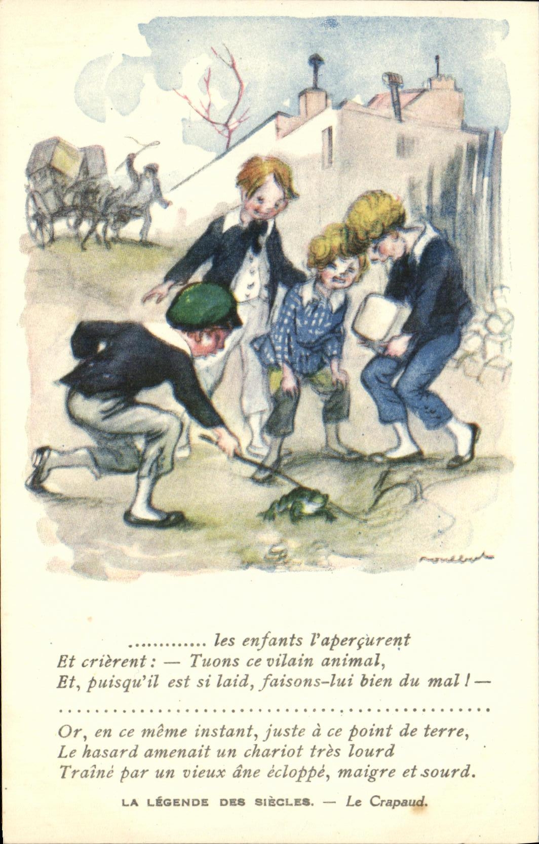 CPA Fantaisie Illustrateur Poulbot La legende des siecles Victor Hugo Le crapaud 