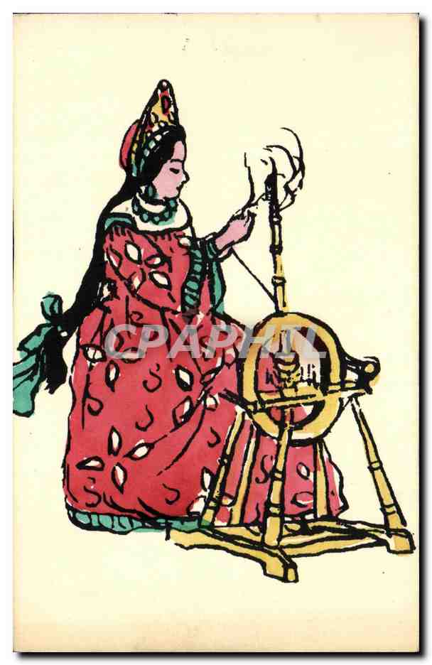 Femme tissant à la métairie — illustration — éditeur inconnu