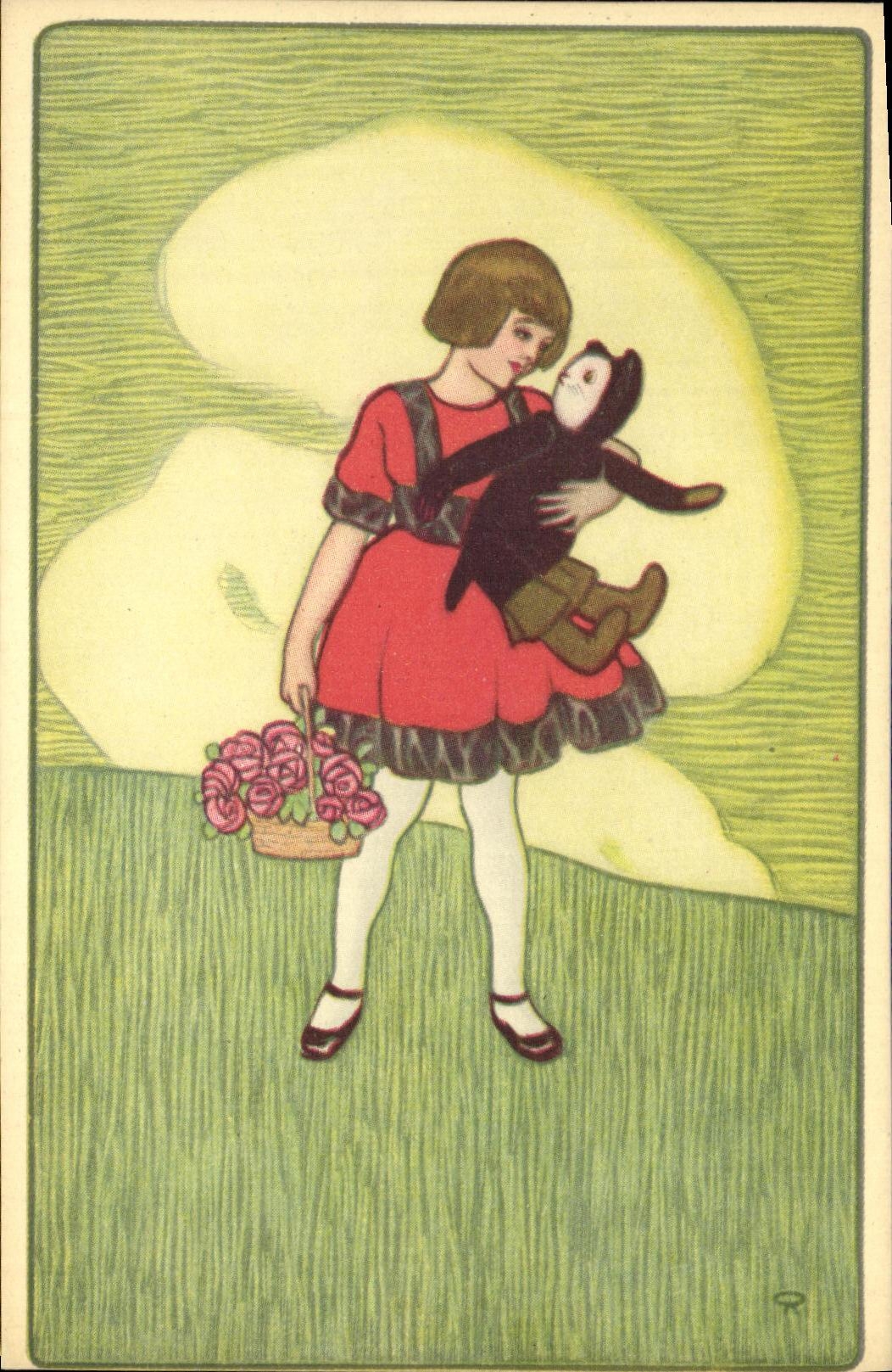 CPA Fantaisie Enfant et chat Chaton