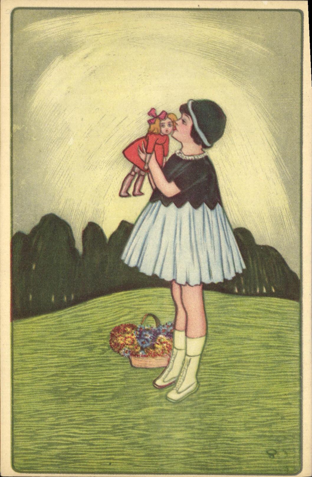 CPA Fantaisie Enfant et sa poupee