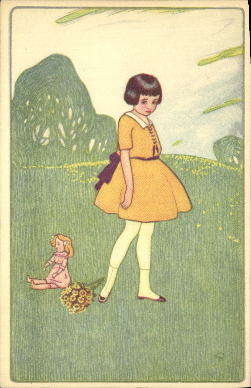 CPA Fantaisie Enfant et sa poupee