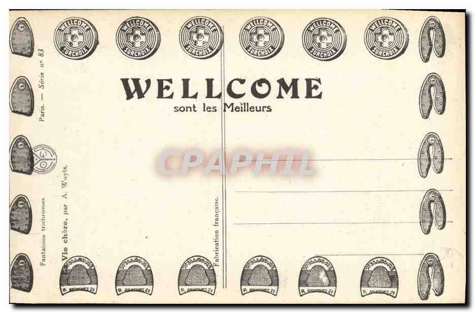 Malangue rose — publicité pour Wellcome — dessin A. Wuyts — Verso