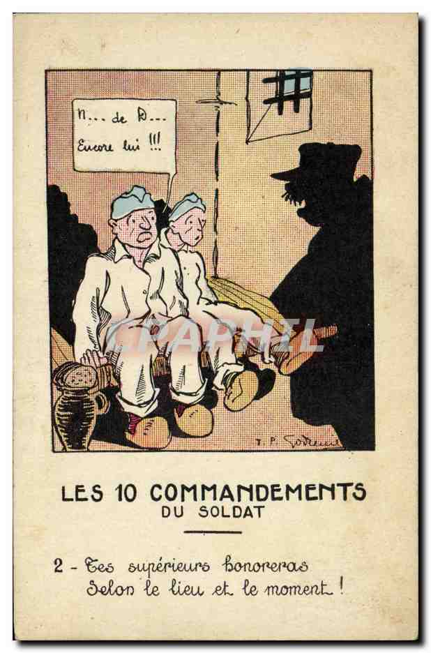 Les 10 Commandements du Soldat — Série de caricatures militaires — Y. P. Sorel