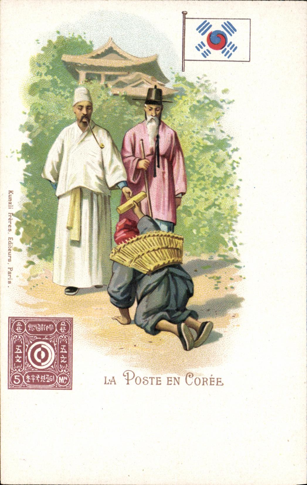 CPA La poste en Coree