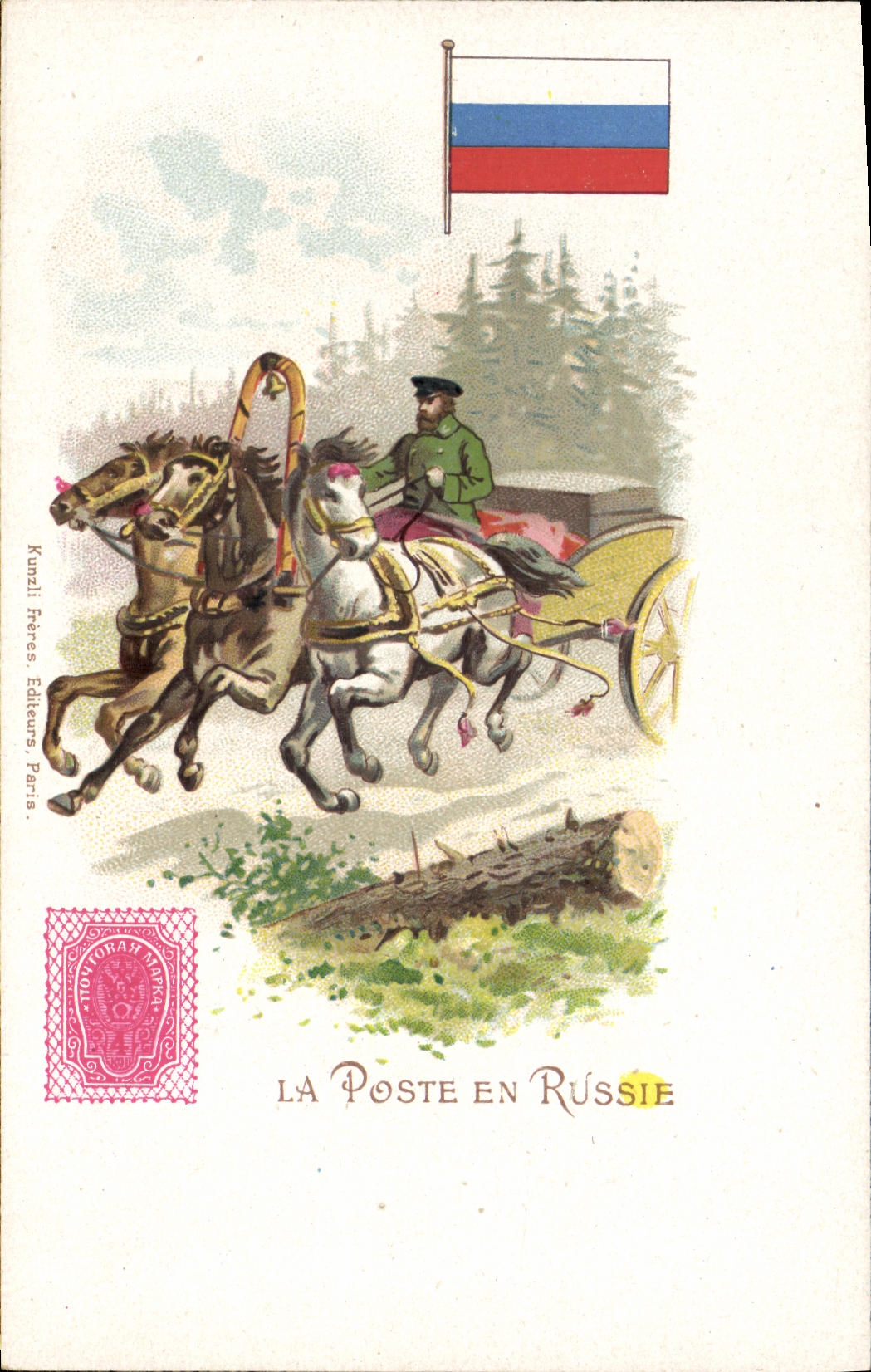 CPA La poste en Russie Russia Caleches Chevaux