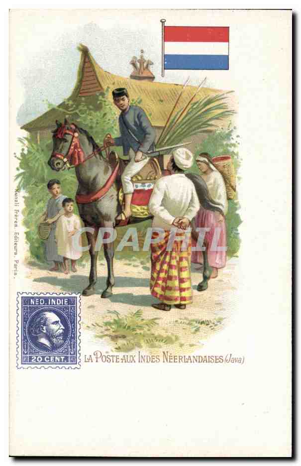 CPA La poste aux Indes neerlandaises Cheval Indonesie