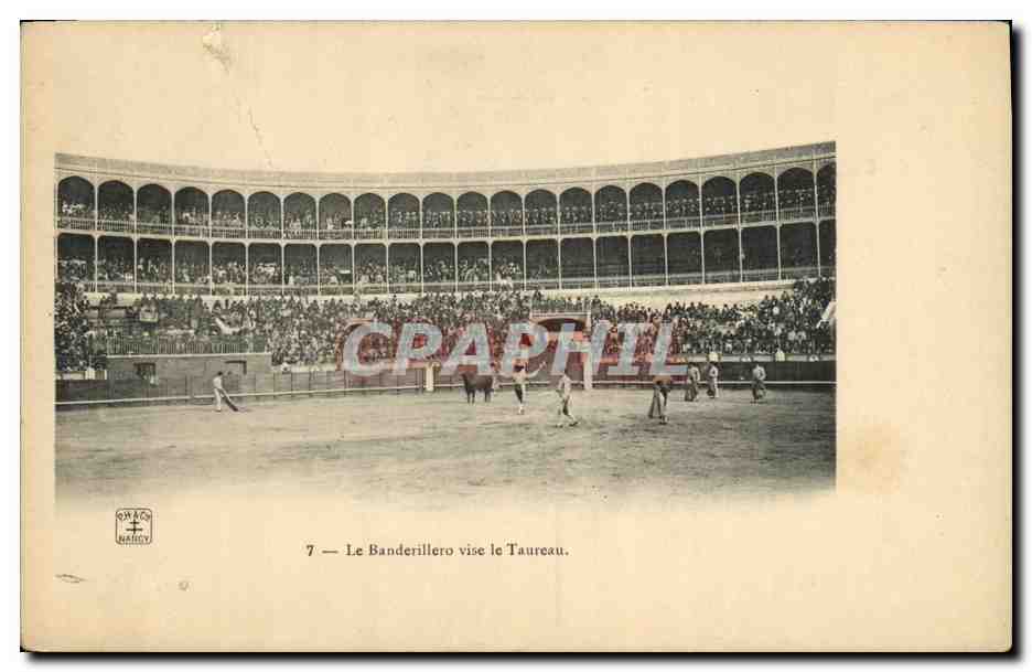 CPA Corrida Taureau Toro Le Banderillero vise le taureau