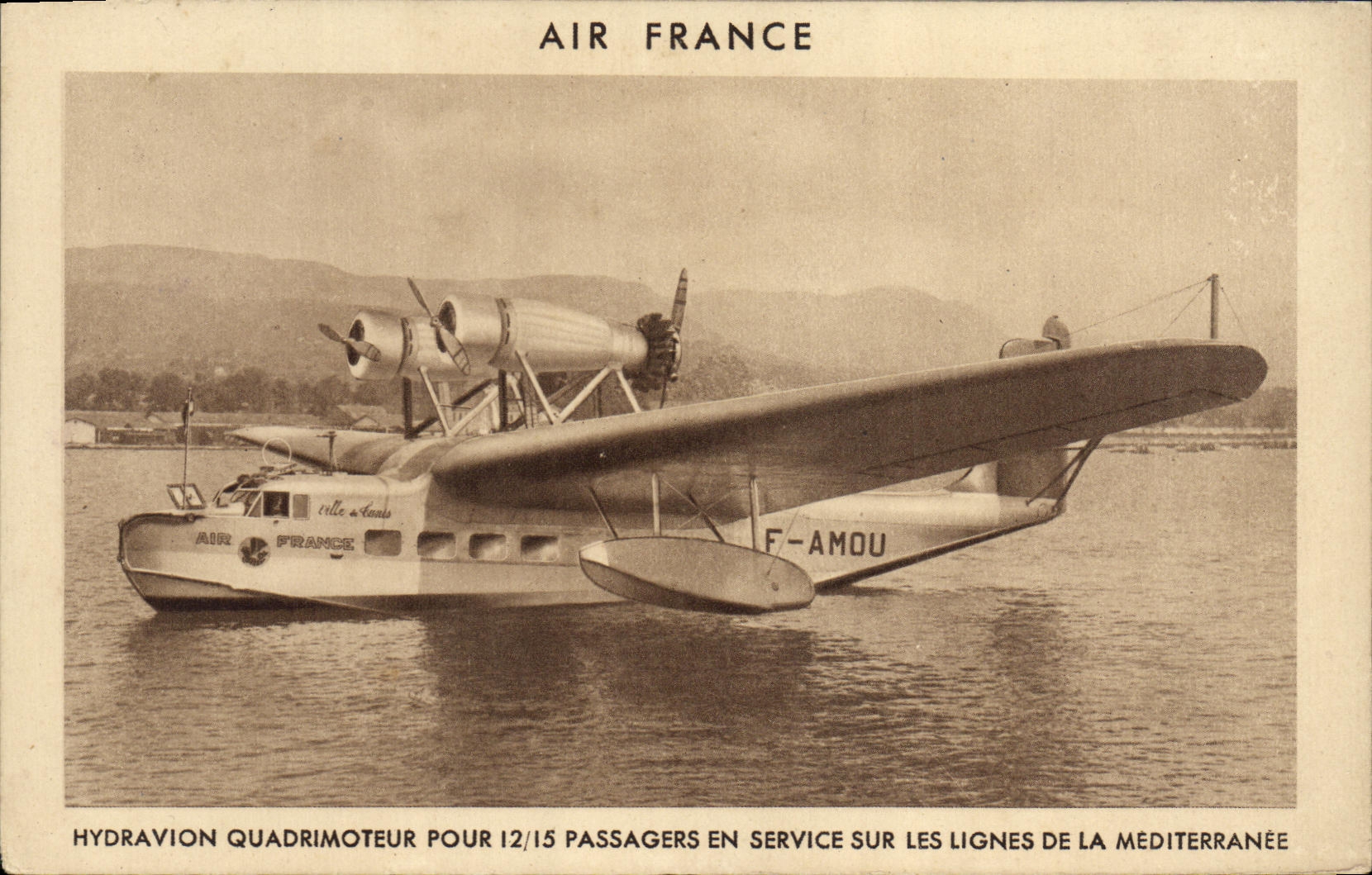 CPA Aviation Air France Avion Hydravion quadrimoteur en service sur les lignes de la Mediterranee