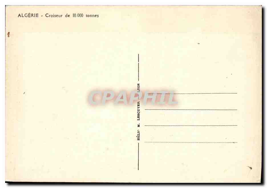 CPA Bateau Algerie Croiseur de 10000 tonnes — Verso