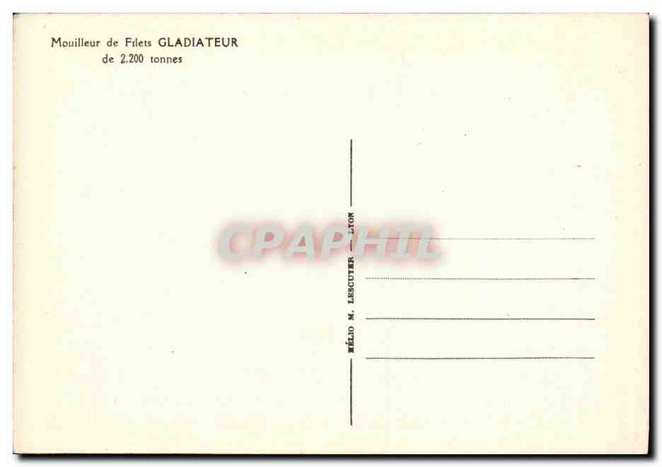 CPA Bateau Mouilleur de filets Gladiateur — Verso