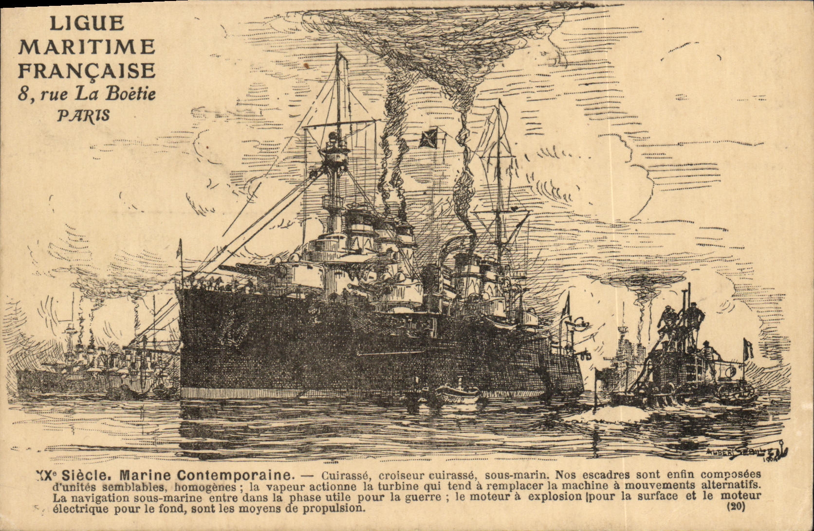 CPA Bateau Cuirasse Croiseur sous marin 