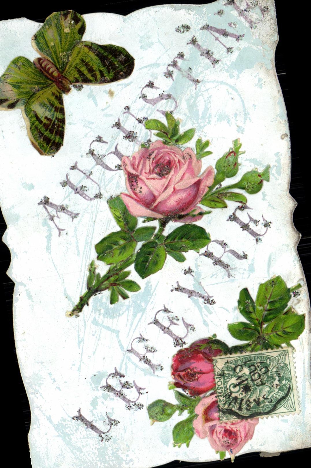 CPA Fantaisie Fleurs papillon 