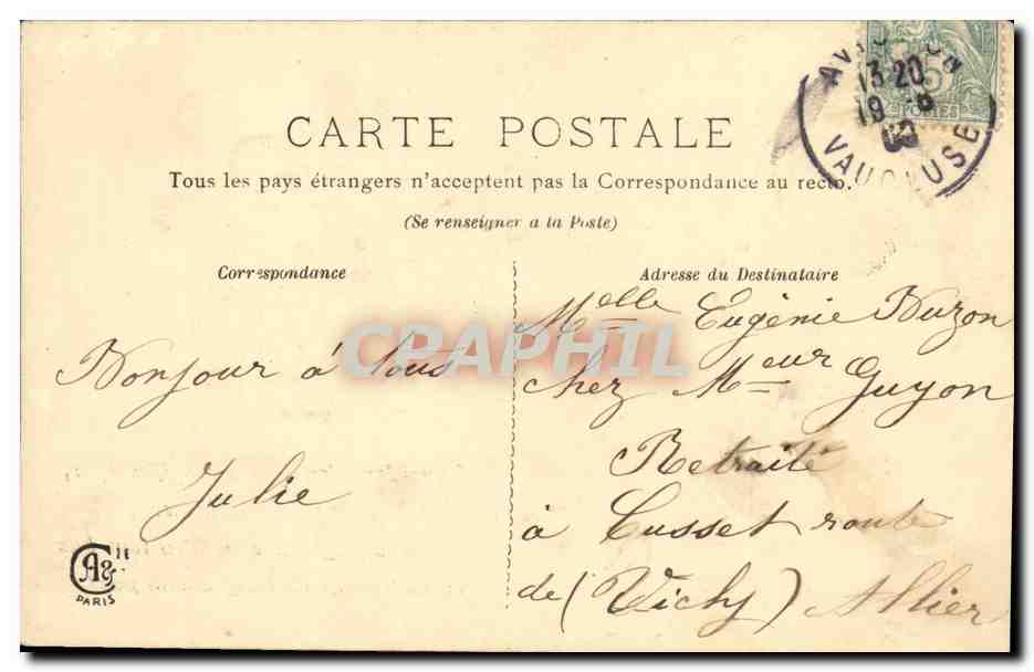 CPA Fantaisie Ange Fleurs — Rückseite